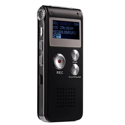 Voice Recorder for Everyday Notes and Meetings black handheld digital recorder with one‑key REC and play/pause buttons