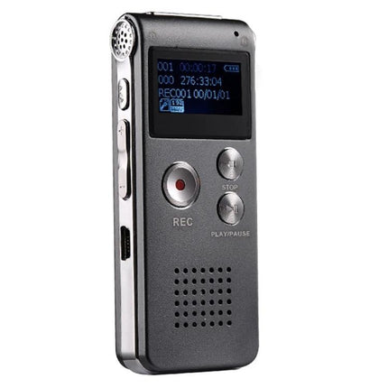 Voice Recorder for Everyday Notes and Meetings small silver digital recorder with one-key REC button and LCD screen for meetings and lectures
