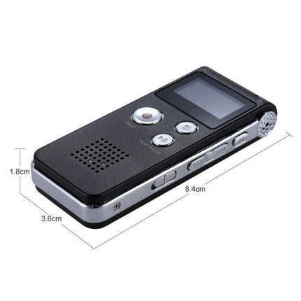 Voice Recorder for Everyday Notes and Meetings black compact one-key digital recorder with display and speaker