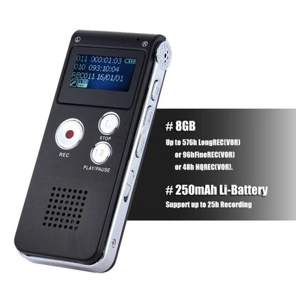 Voice Recorder for Everyday Notes and Meetings with one‑key operation, 8GB storage and 250mAh battery for reliable meeting and lecture recordings