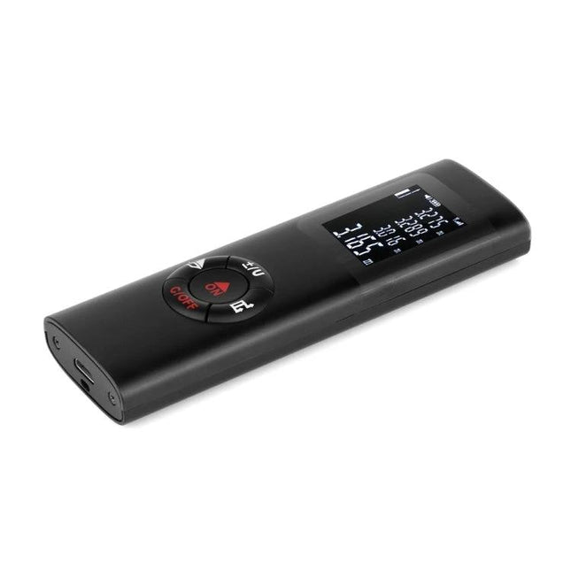 Compact Handheld Laser Distance Meter for Everyday Measurements - black compact laser distance meter with display and control buttons