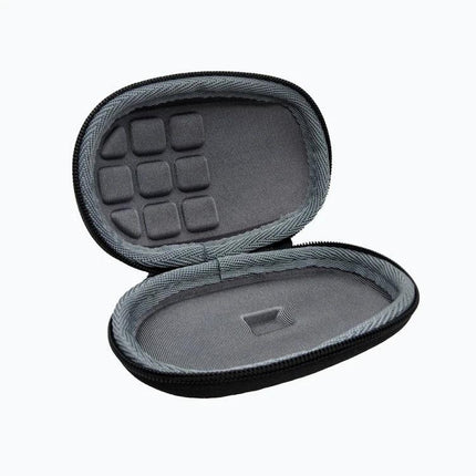 Portable Hard Shell Travel Case for Logitech MX Anywhere 2S open gray molded interior showing protective foam and zippered hard-shell exterior