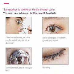 Portable USB Rechargeable Electric Heated Eyelash Curler with Temperature Control and Quick Preheating