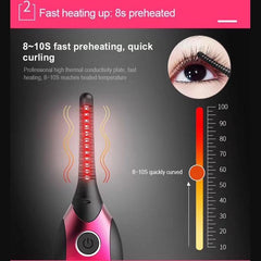 Portable USB Rechargeable Electric Heated Eyelash Curler with Temperature Control and Quick Preheating