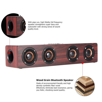Bluetooth Speaker With Built In Mic For Everyday Home Use wooden 4-speaker 12W 360° sound for cooking calls