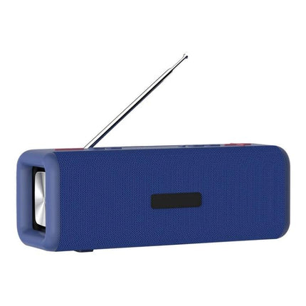 Portable Bluetooth Speaker For Home And Travel With Compact Design blue fabric speaker with antenna for music
