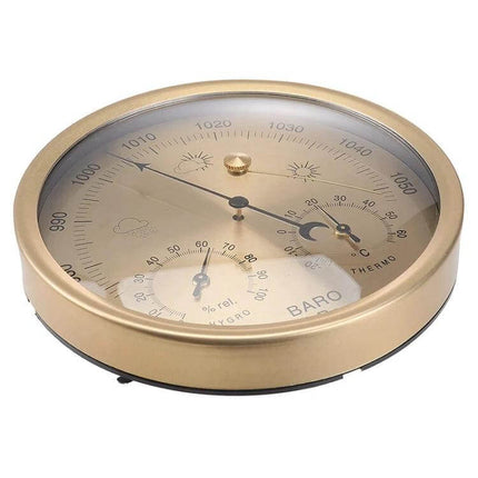 Gold Wall Mounted Digital Thermometer Hygrometer And Barometer For Home Weather gold alloy round wall-mounted weather station with barometer hygrometer thermometer