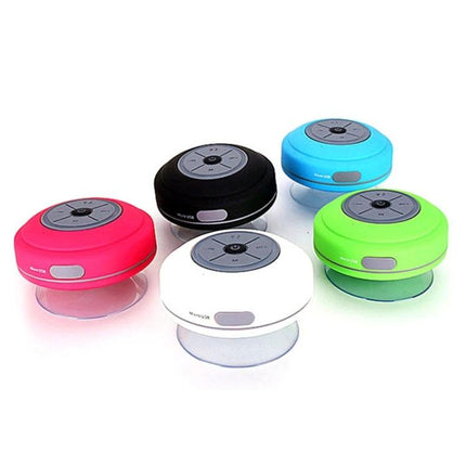 Compact Waterproof Shower And Beach Speaker With Suction Cup in five colors, LED lights, hands-free wet-area audio