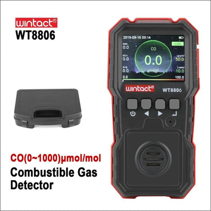 WINTACT Rechargeable Carbon Monoxide Detector for Indoor Safety handheld CO monitor with color screen bilingual display and carrying case
