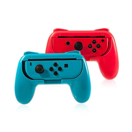 Dobe Grip for Nintendo Switch Joy-Con Home Gaming Comfort - red and blue ergonomic controller grips attached to Joy-Con for comfortable play