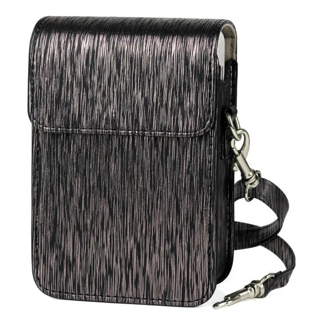 Richwell Brushed PU Leather Case for Fujifilm Instax Mini Liplay - black textured protective camera case with strap