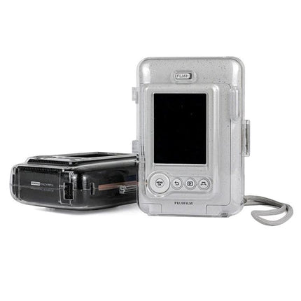 Transparent Protective Pouch for Fujifilm Instax Mini Liplay Camera shown transparent case protecting camera, easy carry and scratch protection