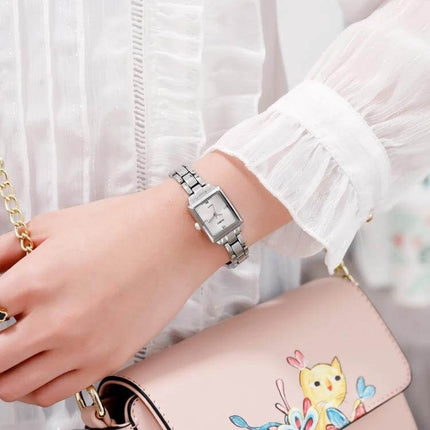 SKMEI Rose Gold Women's Elegant Fashion Watch for Daily Wear on wrist with lightweight quartz movement, classic rose gold design for commuting and casual outings