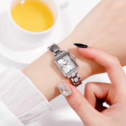 SKMEI Rose Gold Women's Elegant Fashion Watch for Daily Wear on wrist, classic rose gold design for everyday comfort