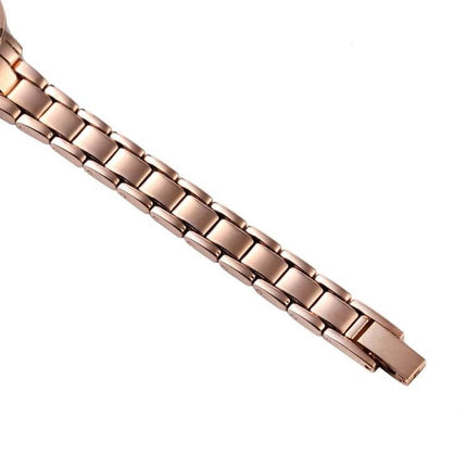 Skmei Steel Belt Quartz Watch for Women in Business Style - rose gold steel bracelet close-up, lightweight business watch band