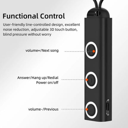 Magnetic Wireless Earbuds For Gym And Commute With Secure Fit showing inline control module with volume, play, call buttons