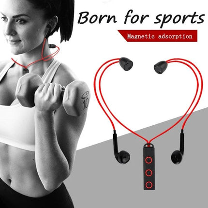 Magnetic Wireless Earbuds For Gym And Commute With Secure Fit - red magnetic earbuds with neck cable shown during workout