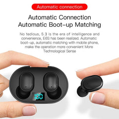 E6S Waterproof TWS Bluetooth Earbuds with Smart LED Display and Enhanced Noise Cancellation