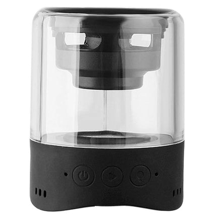 Fineblue Bluetooth Speaker For Home Use Compact Portable Design black transparent mini speaker with control buttons, portable home audio