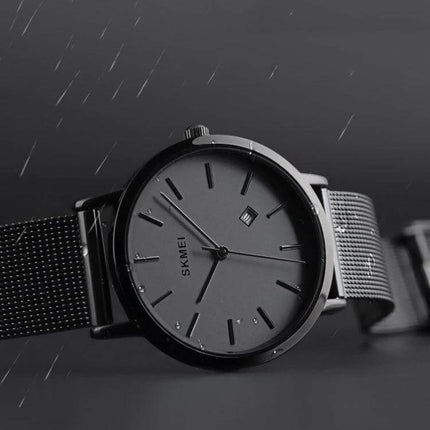SKMEI Elegant Simple Business Wristwatch for Women Daily Use - slim round dial women's quartz watch with calendar and 30m water resistance