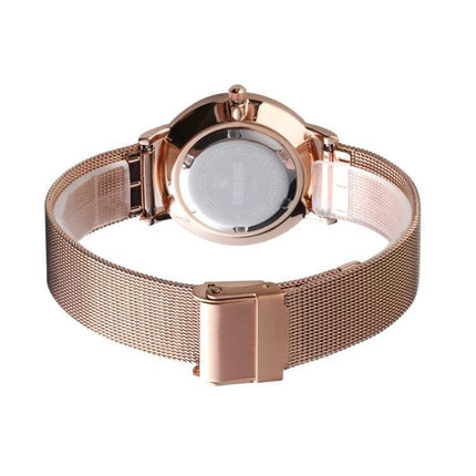 SKMEI Elegant Simple Business Wristwatch for Women Daily Use - rose gold mesh band, round dial, calendar, quartz, 30m water resistant