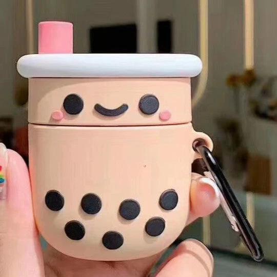 Protective Case Featuring Pearl Milk Tea Design for Daily Commutes - cute bubble tea silicone phone case, dustproof and anti-fouling, easy to spot in bag