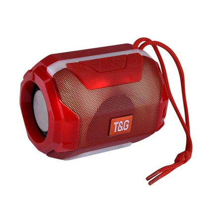 Portable Bluetooth Speaker With FM Radio For Home And Travel red compact wireless speaker with strap, FM and hands-free playback