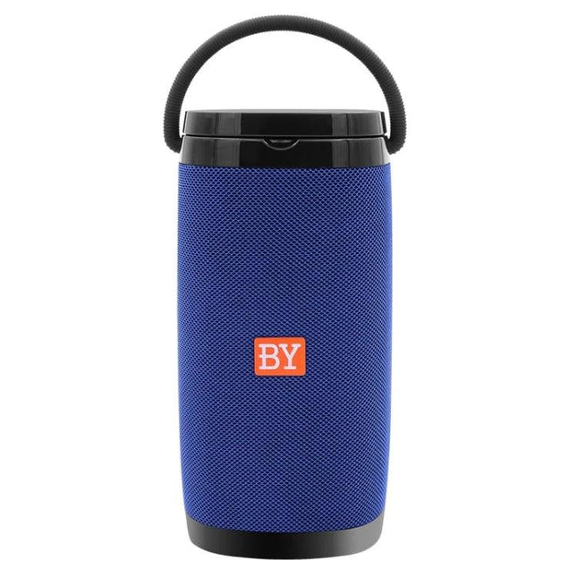NBY Compact Bluetooth Speaker For Everyday Music And Calls blue portable speaker with handle, dual drivers and built‑in microphone