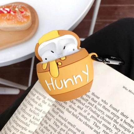 Protective Case for AirPods with Honey Pot Design for Daily Carry - honey pot 'Hunny' dustproof AirPods case with carabiner