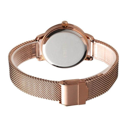 SKMEI Simple Fashion Watch for Women in Casual Everyday Style rose gold mesh band back view