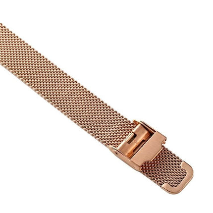 SKMEI Simple Fashion Watch for Women in Casual Everyday Style - rose gold mesh band clasp close-up