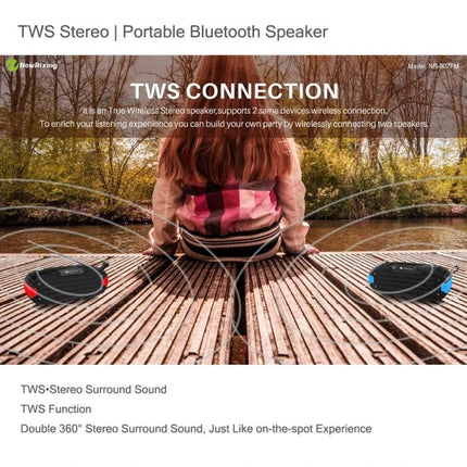 Rixing Compact Bluetooth Speaker For Commute And Home Use showing TWS stereo pair on dock
