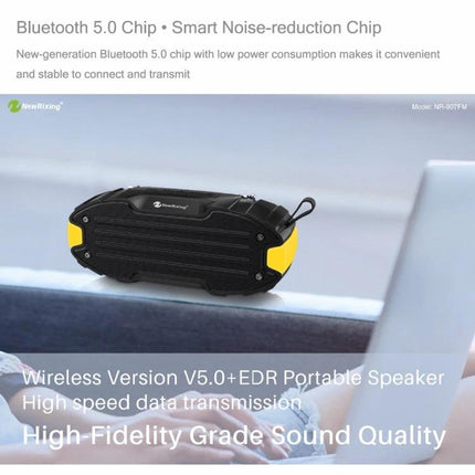 Rixing Compact Bluetooth Speaker For Commute And Home Use portable black yellow speaker with Bluetooth 5.0 and high-fidelity sound