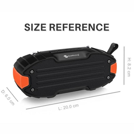 Rixing Compact Bluetooth Speaker For Commute And Home Use compact portable speaker showing size reference L20cm H8.2cm D6cm, orange