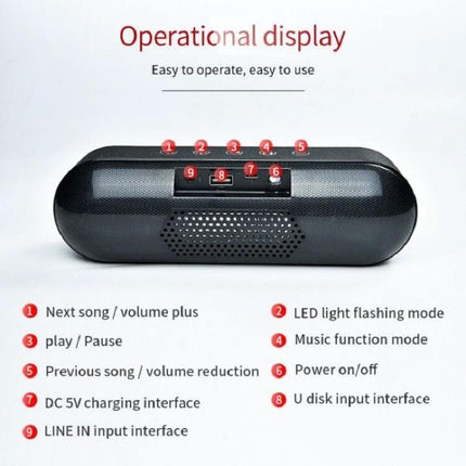 T G Portable Bluetooth Speaker For Travel And Home Use compact 360-degree stereo mini speaker with controls and inputs