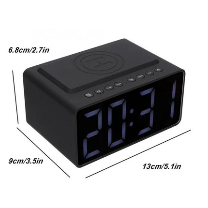 AEC Bluetooth Bedside Speaker Alarm Clock For Travel And Home compact black digital clock with Bluetooth speaker