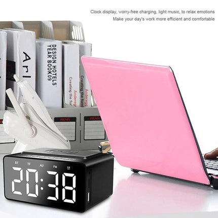 AEC Bluetooth Bedside Speaker Alarm Clock For Travel And Home black bedside Bluetooth speaker with LED clock display