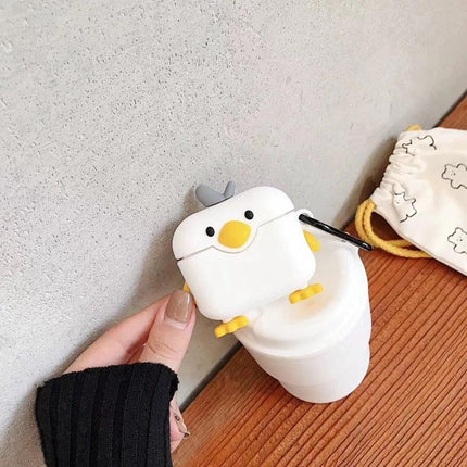 Protective Duck Case for Apple AirPods in Daily Commutes cute white duck design on AirPods case protecting from dust and scratches