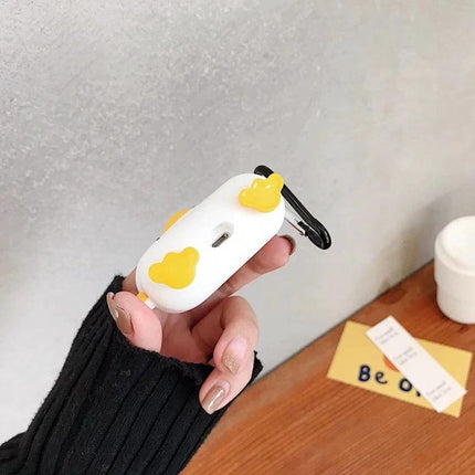 Protective Duck Case for Apple AirPods in Daily Commutes - white duck silicone case with carabiner, protects from dust and scratches