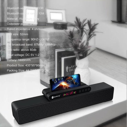 Newrixing Bluetooth Speaker For Home And Handsfree Calls compact 360-degree sound with phone holder and LED display
