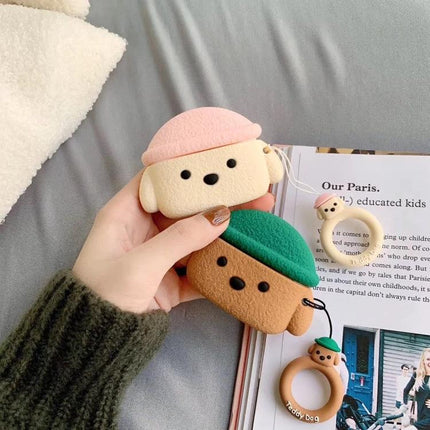 Cute Teddy Dog Protective Case for AirPods Pro Daily Use - pink and brown teddy dog silicone cases dustproof anti-fouling