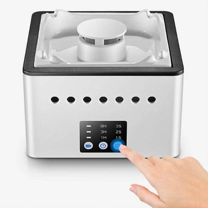 Ashtray Air Purifier For Home Smoke Removal Small Desktop compact ceramic white desktop unit with touch timer controls and finger pressing power button