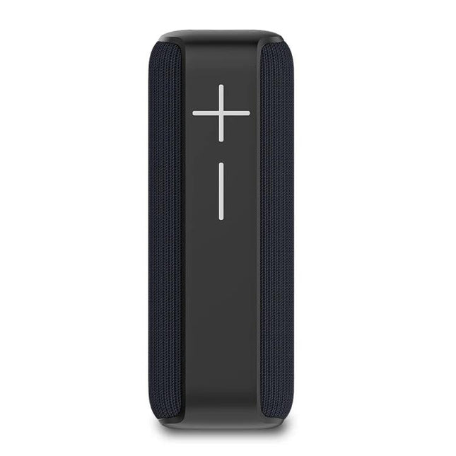 Portable Bluetooth Speaker With Carabiner For Outdoor Use clipped to backpack, rugged waterproof design for hikes and picnics