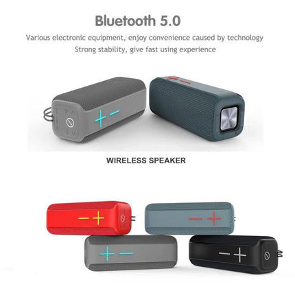 Portable Bluetooth Speaker With Carabiner For Outdoor Use shown in red gray black and teal rugged wireless speakers for hiking