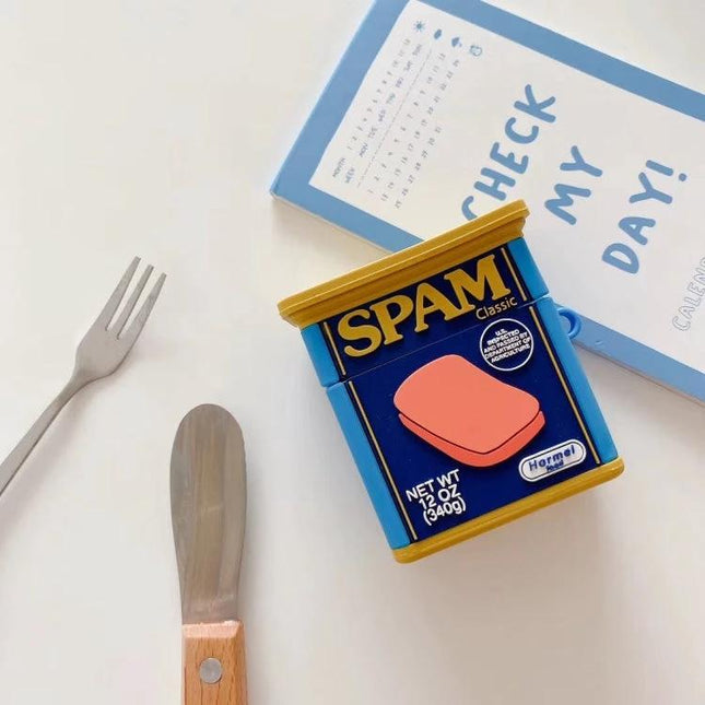 Protect Your AirPods with Spam Can Style Case for Daily Carry - playful spam can AirPods case protecting from dust and scratches