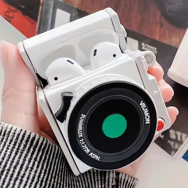 Protective Case for Apple AirPods with Stylish Camera Design for Daily Use - white camera-style dustproof AirPods cover
