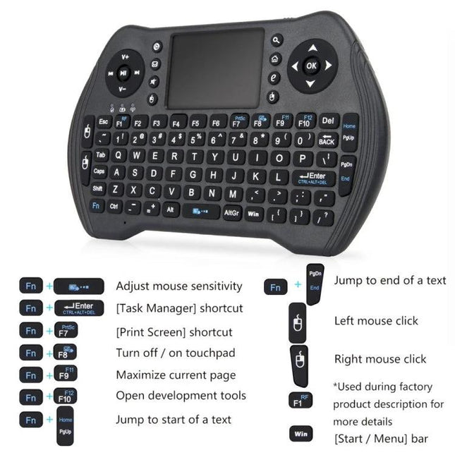 MT10 Fly Air Mouse 2.4GHz Wireless Mini Keyboard with Touchpad compact QWERTY wireless mini keyboard with touchpad for smart TV and HTPC control