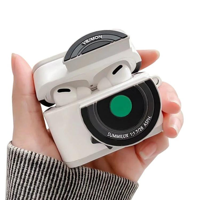 Protective Case for AirPods Pro with Camera Style for Daily Carry - white camera-style dustproof cover protecting earbuds
