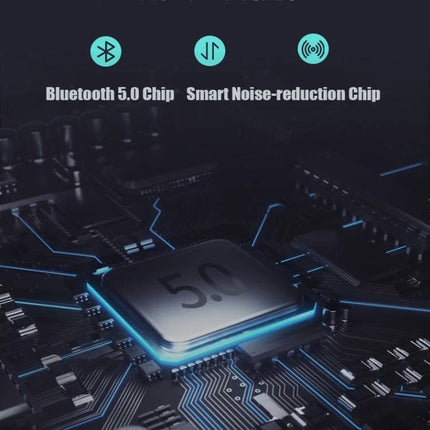 Mini Touch Wireless Earbuds With Charging Case For Commuting showing Bluetooth 5.0 chip and smart noise-reduction features