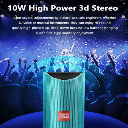 Portable Bluetooth Travel Speaker With FM Radio For Outdoor shown at concert scene with 10W 3d stereo and crowd